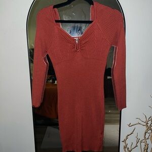 Elegant Rust Knit Dress